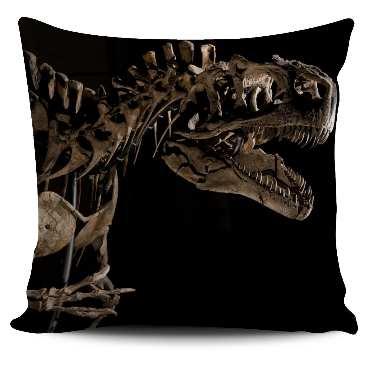 Black Fossil T-rex Pillow Cover