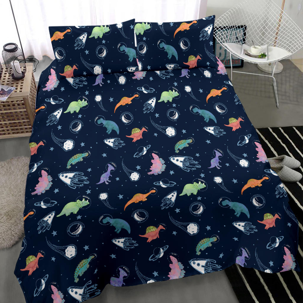 Space Dinosaur Duvet Cover Bedding Set