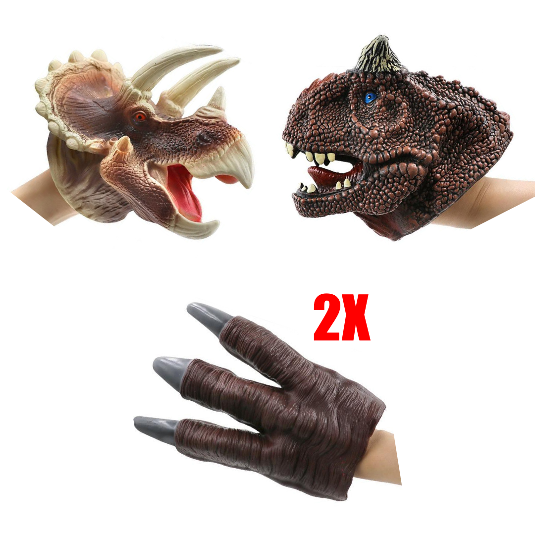 Carnotaurus, Triceratops & Claws Soft Hand Puppet Toys