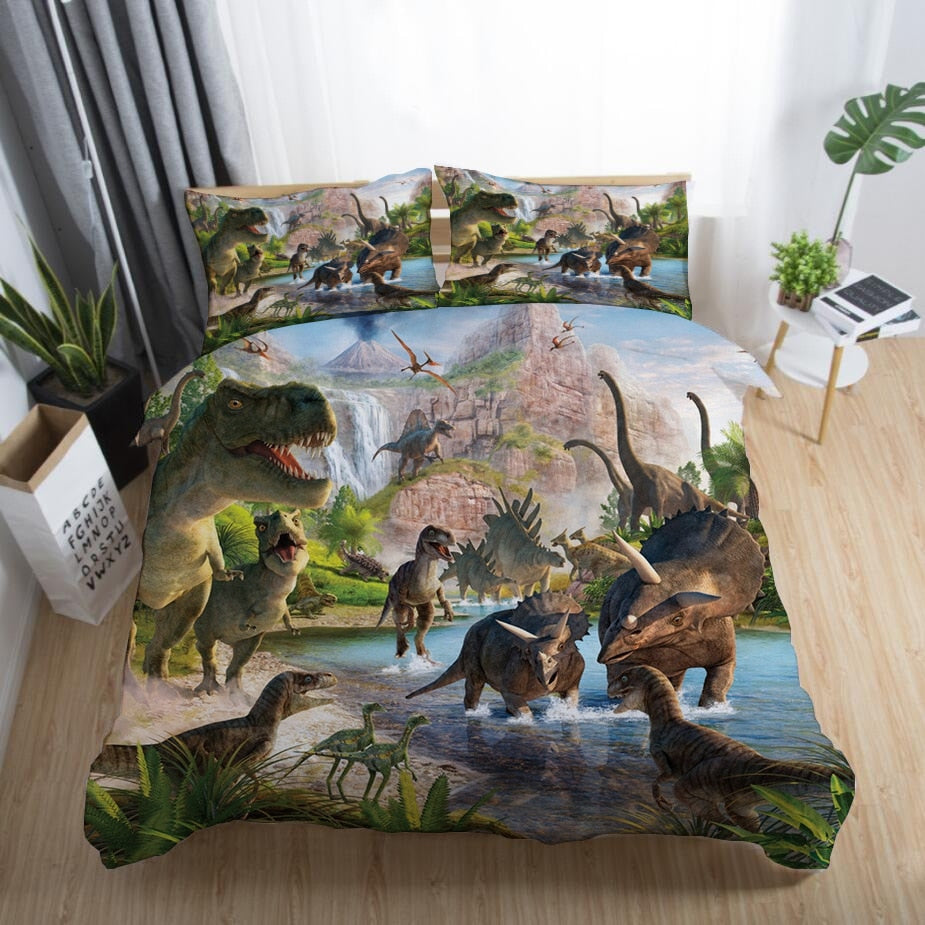 Dinosaurs by the Waterfall Duvet Cover Sets