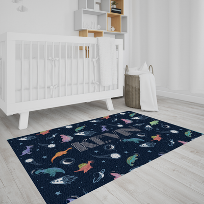 Personalized Space Dinosaur Area Play Rug