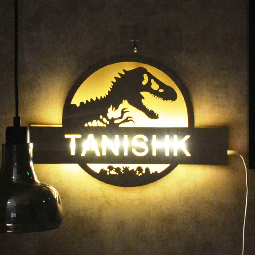 Personalized Dinosaur Wood Light