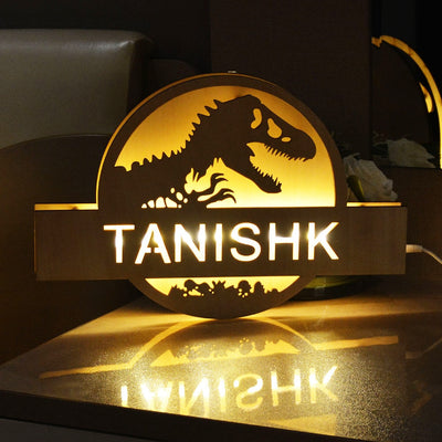 Personalized Dinosaur Wood Light