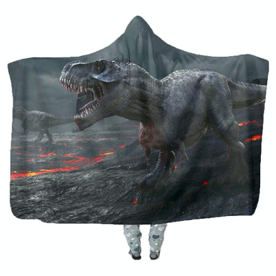 Volcanic T-rex Hooded Blanket