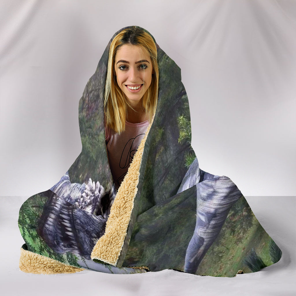 T-rex Hunting In Forest Hooded Blanket