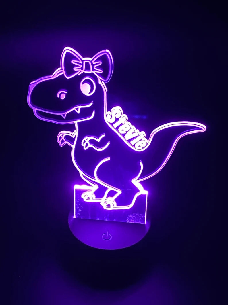 Personalized Dinosaur LED Night Sign