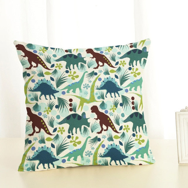 Dinosaur in Forest Green Pillow Case Cover