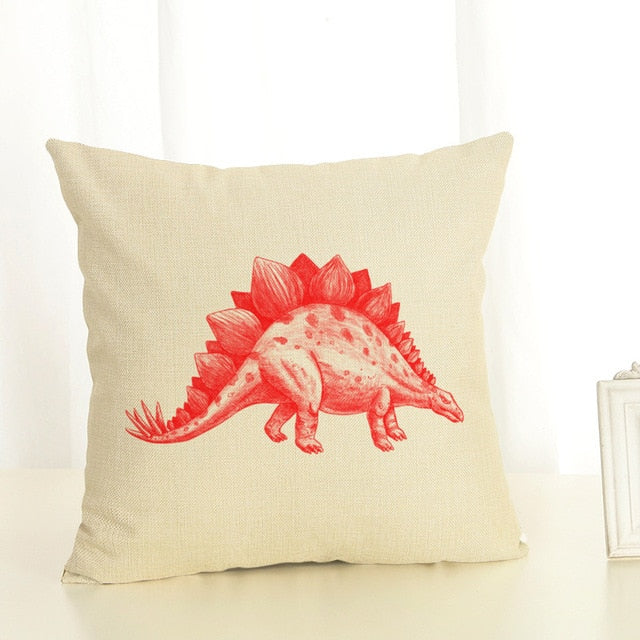 Red Stegosaurus Pillow Case Cover