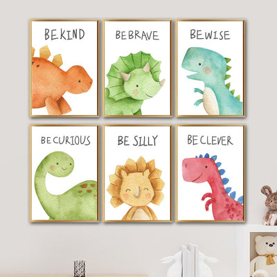 Cute Watercolor Dinosaur Saying Canvas For Room (Without Frame)