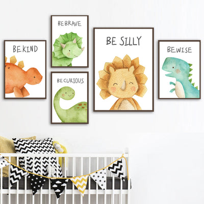 Cute Watercolor Dinosaur Saying Canvas For Room (Without Frame)