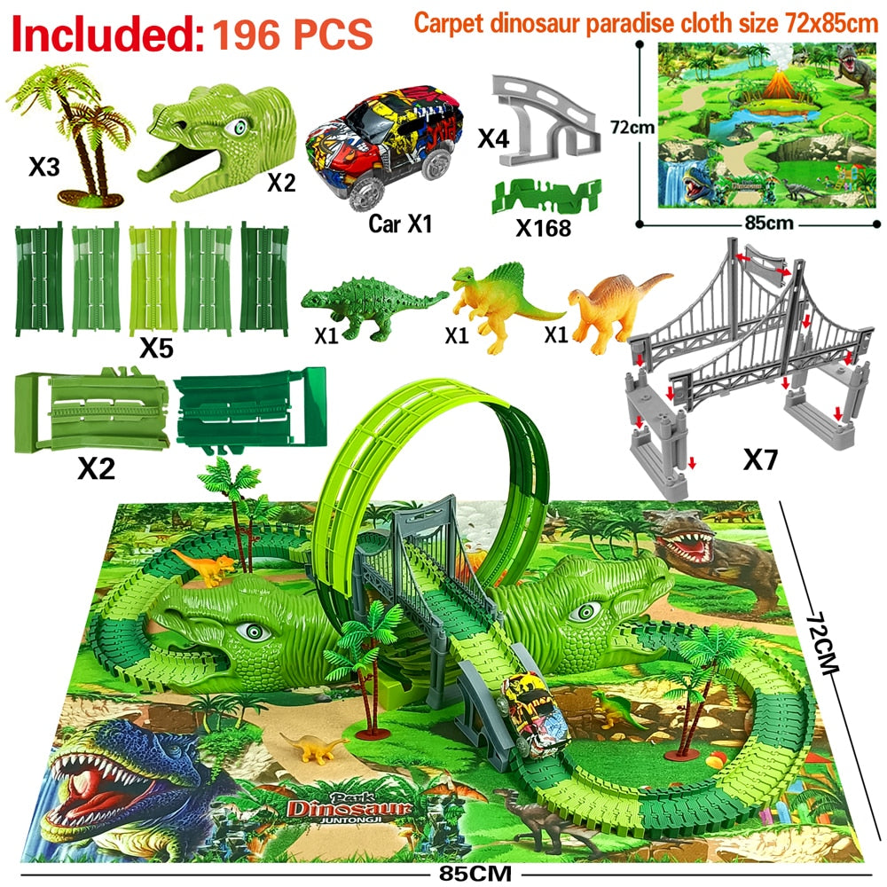 Dinosaur Race Track Loop with T-rex Tunnels