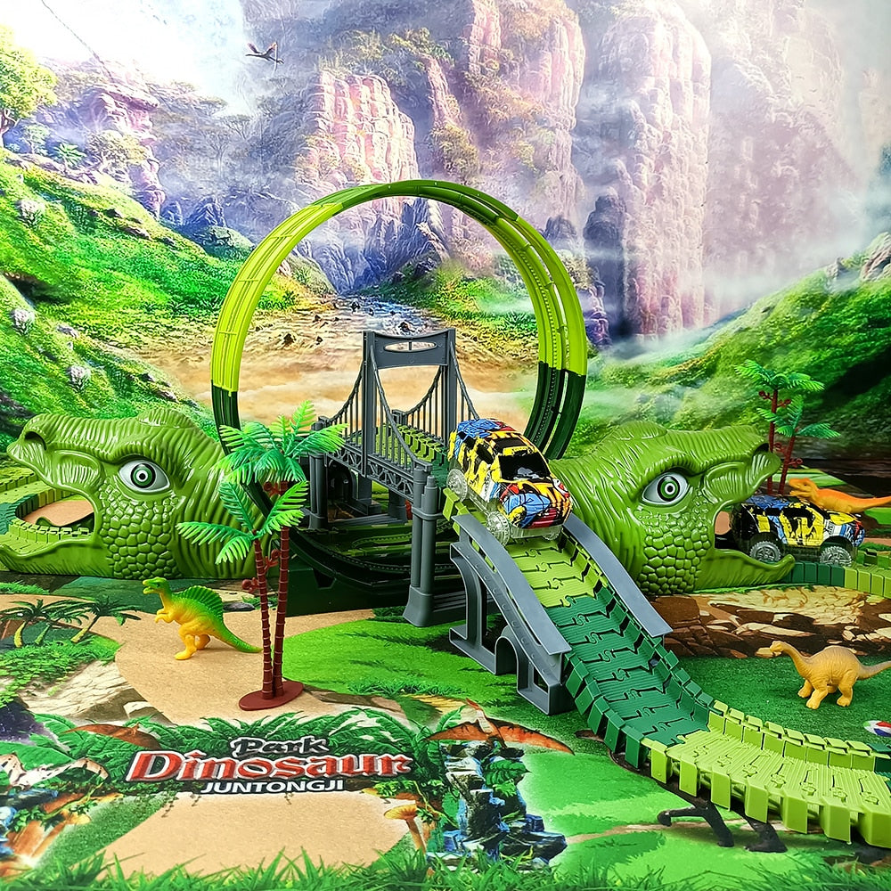 Dinosaur Race Track Loop with T-rex Tunnels