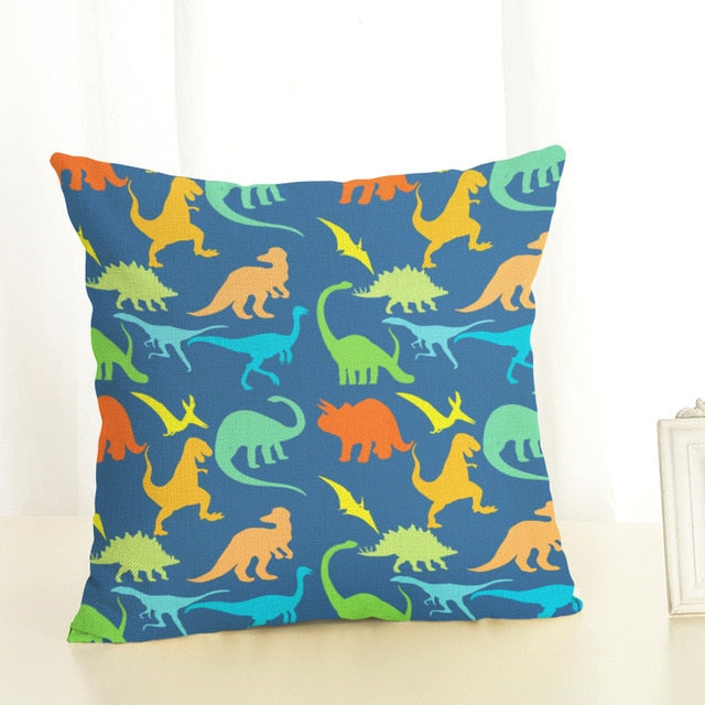 Colorful Dinosaurs Navy Pillow Case Cover