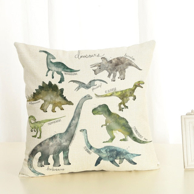 Dinosaur Cursive Watercolor Pillow Case Cover