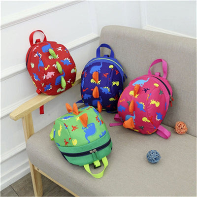 Dinosaurs Pattern Backpack with Orange/Green Tips