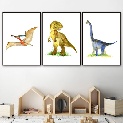 Dinosaur Wall Art Canvas Nordic Painting Posters For Baby/Kids Room Decor